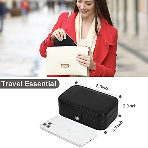 jiemei Jewelry Box, Travel Jewelry Organizer Cases with Doubel Layer for Women’s Necklace Earrings Rings and Travel Accessories (Black02) - color: Black02