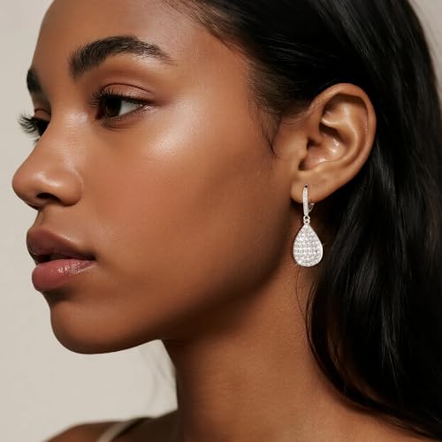 Sterling Silver Leverback Earring Hooks, 6Pcs Hypoallergenic Earring Hooks French Huggie Hoop with Zirconia 925 Sterling Silver Findings Leverback Dangle Ear Hook Replacement Set Making Supplies - color: 6PCS_Silver