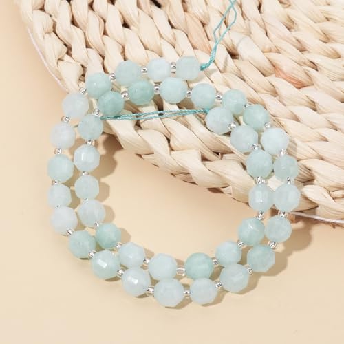 8mm Faceted Natural Jadeite Stone Loose Round Semi Gemstone Beads for Bracelet Necklace Jewelry DIY Making - color: Jadeite-1