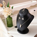 MOOCA Jewelry Display Necklace Chain Bust Display Holder Stand, Necklace Mannequin Bust, Jewelry Stand, Black PU Faux Leather - color: Black PU Faux Leather