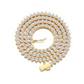 BREN 3mm 3 Prong Tennis Necklaces for Women Men, 18K White/Yellow Gold Plated 16/18 inches Round Cubic Zirconia Dainty Chain Jewelry - color: Gold-3mm, size: 16 inch
