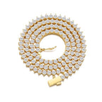 BREN 3mm 3 Prong Tennis Necklaces for Women Men, 18K White/Yellow Gold Plated 16/18 inches Round Cubic Zirconia Dainty Chain Jewelry - color: Gold-3mm, size: 16 inch
