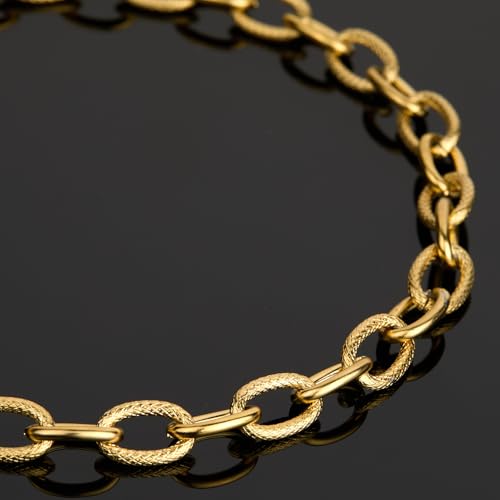 UMAOKANG 2 Yard Gold Plated Chains for Jewelry Making Stainless Steel Oval Chain on Spool Jewelry Making Chains Bulk - color: Oval (Gold)