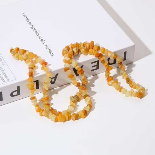 Natural Chip Stone Beads About 200pcs Yellow Aventurine Stones 5-8mm Irregular Gemstone Healing Crystal Loose Rocks for Bracelet Necklace Earrings Jewelry Making(Yellow Aventurine) - color: yellow Aventurine