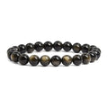 Justinstones Gem Semi Precious Gemstone 8mm Round Beads Stretch Bracelet 7 Inch Unisex - color: Golden Obsidian