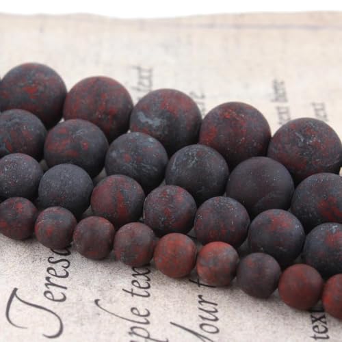 Stone Beads, 45pcs Matte Dark Red Garnet, 8mm Round Loose Beads for Jewelry Making, Bracelets, with Bag, String & Card - color: Matte Dark Red Garnet, size: 8mm