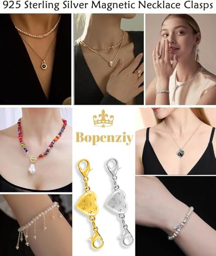 Magnetic Clasp Converter, Heart Design Lobster Clasps for Necklaces and Bracelets, Gold and Silver (3pcs Golden) - color: 3pcs golden