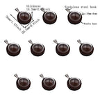 ZenRa 10-Piece Glass Dome Vial Pendant Set with Wooden Base - Hollow Glass Cabochons (20mm, Dark Coffee) - size: 20mm Dome Dark Coffee