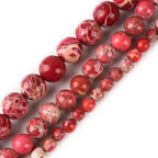 4mm Red Sea Sediment Imperial Jasper Round Gemstone Natural Stone Loose Beads for Jewelry Making Design Crafts 90 Pcs 15 Inch - color: Red, size: 4mm