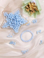 Jovivi 8mm Natural Aquamarine Gemstone Beads for Jewelry Making,96pcs Energy Healing Crystals Polished Round Smooth Stone Beads,Genuine Real Stone Beads for Bracelet Necklace - color: Aquamarine