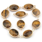 QSLLER 10 Pcs Natural Stone Connectors,Faceted Egg Shape Natural Semi-Precious Stone Pendant Charms DIY for Necklace or Jewelry Making