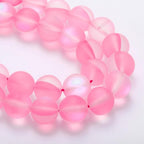 uxcell Matte Crystal Glass Beads 8mm Synthetic Frosted Shining Semi-Precious Round Loose Beads Synthetic Moonstone for Jewelry Making DIY Bracelet, Pink - color: Pink, size: 8mm