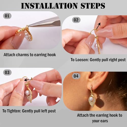 stino 16Pcs Cubic Zirconia Huggie Earring Hooks for Jewelry Making, Brass Earring Hoops Clasps, Leverback Findings & Supplies (14K Gold Plated) - color: 14K Gold Plated