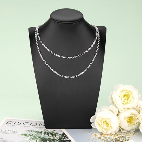 KYUNHOO 5 Meters Small Circle Chain for Jewelry Making Silver Plated Necklace Chains Bulk with Jewelry Connectors for Handcraft DIY - color: Circle Silver