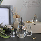 Acrylic Ring Holders 3Pcs Cone Shape Display Jewelry Tower Rings Storage Organizer Stand Clear Rack (Clear)