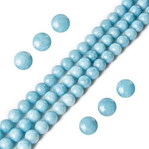 60pcs 6mm Deep Aquamarine Beads Natural Gemstone Beads Round Loose Beads for Jewelry Making - color: Aquamarine, size: 6mm