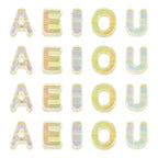 FASHEWELRY 50Pcs UV Plating Rainbow Iridescent Acrylic Letter Beads with Large Hole Big Letter Blocks Charms 3D Letters Chunky Vowel Alphabet Beads for Key Chains Necklace DIY Arts Craft (Yellow) - color: Light Yellow, size: Vowels