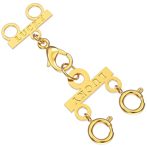 Dailyacc Lucky Necklace Layering Clasp 18K Gold and Silver Multi Strand Clasps for Stackable Necklaces - color: 1Pcs Gold 2 Clasp