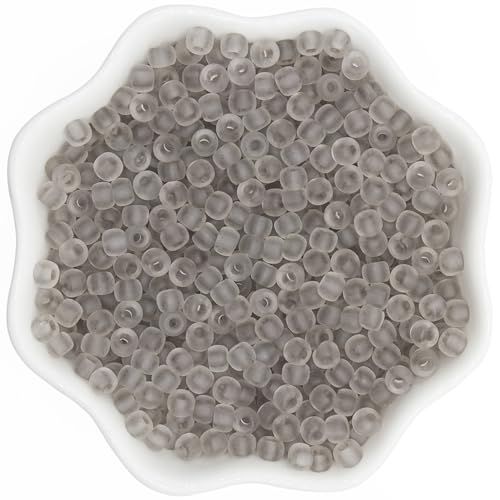 4mm Frosted Glass Beads Bulk, 500pcs Small Round Beads for Jewelry Making, 6/0 Colored Glass Seed Beads for Friendship Bracelet, Pendants, Key Chains, Necklaces, Hairpins(Gray - color: Gray, size: 4mm