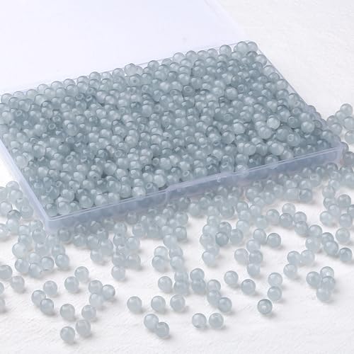500Pcs Gray 6mm Round Glass Beads for Bracelets,Glass Crystal Beads for Jewelry Making Kits Bracelet Earring Necklaces DIY Crafts for Beginners(Gray) - color: Gray