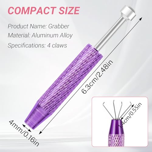 Piercing Ball Grabber Tool, 4 - Claw Stainless Steel Jeweler Pick Up Tools,Septum Ball Screw Tool for Piercing Changing/Removal/Holder,Earring Pearl Grabber for Jewelry - color: 1pc Pink, 1pc Purple