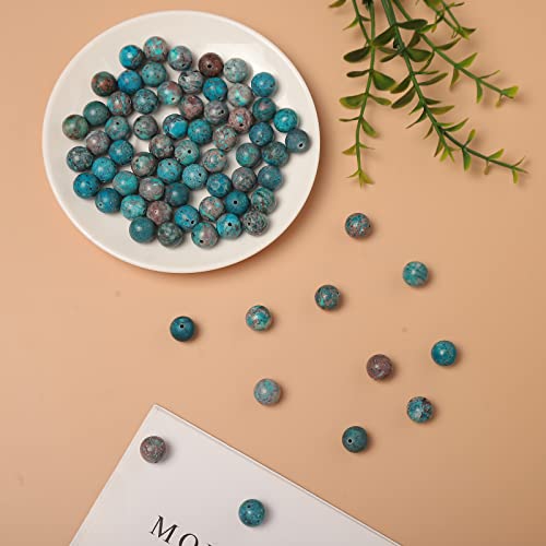35pcs 10mm Natural Stone Beads American Turquoise Beads Energy Crystal Healing Power Gemstone for Jewelry Making, DIY Bracelet Necklace - color: American Turquoise, size: 10mm