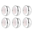 Clip Stopper Charms Sterling Silver Rondelle Spacer Bead Charm Stopper Charm for Pandora Charm Bracelets - color: Silver（6 PCS）