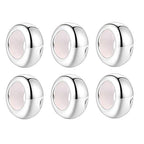 Clip Stopper Charms Sterling Silver Rondelle Spacer Bead Charm Stopper Charm for Pandora Charm Bracelets - color: Silver（6 PCS）