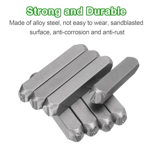 HARFINGTON 36pcs Metal Stamping Kit 5/16" (8mm) Steel Uppercase Letter and Number Punch Set (A-Z / 0-8 / "&" Symbol) Punch Press Tool with Case for Imprinting Metal Plastic Wood Leather - size: 5/16"
