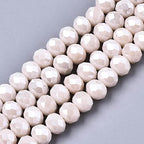 10 Strands Briolette Faceted Rondelle Glass Beads 8x6mm Shiny Pearl Luster Opaque Glass Loose Beads 670pcs for Bracelets Jewelry Making - color: Misty Rose, size: 8x6mm