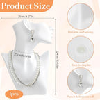 3 Pcs White Jewelry Display Mannequin Set Including Boutique Bust Holder and Hand Models Bracelet Ring Earring Showcase Display Holdor Stand for Boutique and Photography