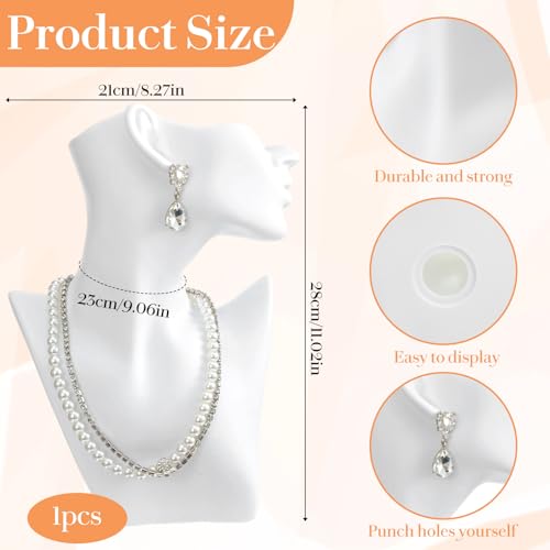 3 Pcs White Jewelry Display Mannequin Set Including Boutique Bust Holder and Hand Models Bracelet Ring Earring Showcase Display Holdor Stand for Boutique and Photography