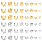 UNICRAFTALE 160Pcs 2 Colors 4 Sizes Stainless Steel Crimp Beads Covers Metal Half Round Spacer Beads Small Crimp Beads DIY Bracelet Crimping Beads for Jewelry Making - size: 3-6.5mm