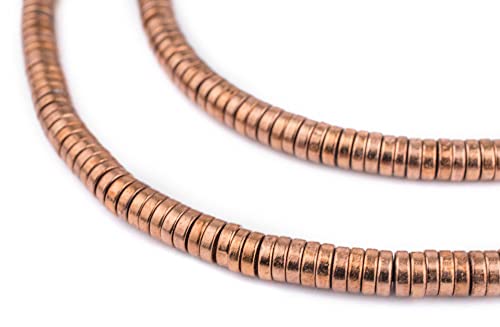 The Bead Chest Copper Snake Disk Beads 6mm, Full Strand of Quality Metal Spacers for DIY Jewelry Design - color: Copper