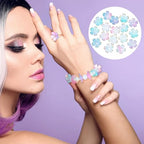 100pcs Cherry Blossom Beads, 5-Petal Gradient Acrylic Flower Beads, Mini Spacer Hair Accessories Halloween Christmas for Bracelets Earring Jewelry Making- Blue & Purple2 - color: Blue & Purple2