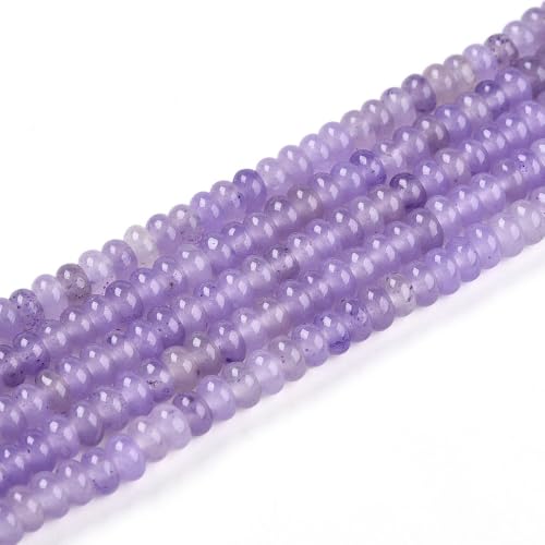 1 Strand Natural White Jade Rondelle Beads Strands Dyed Gemstone Beads Spacers for Jewelry Making Bracelets Necklace DIY Crafts 4.5x2.5~3mm 14.5" About 142~148pcs/strand Medium Purple - color: Medium Purple