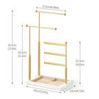 pickpiff Jewelry Organizer Holder Stand: 3 Tier Jewelry Storage Display for Necklace, Bracelet, Earring, Ring, White & Gold - color: gold & white