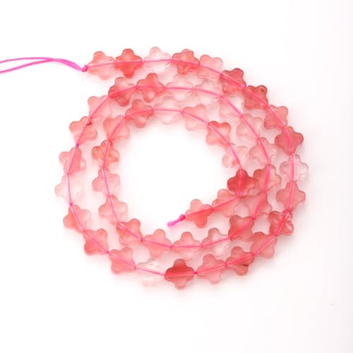 8mm Natural Watermelon Red Gemstone Faceted Clovers Beads Four-Leaf Spacer Loose Beads for DIY Jewelry Making Beads - color: Watermelon Red