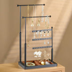 pickpiff Jewelry Organizer Holder Stand: 3 Tier Jewelry Storage Display for Necklace, Bracelet, Earring, Ring, Black & Brown - color: black & brown