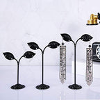 Black Earring Stand Detachable Metal Earring Display Storage Rack for Photography Jewelry Props Show Closet Retail Store Display 3 Pcs, Leaf Shape