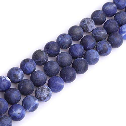 14mm Blue Sodalite Frosted Matte Round Beads for Jewelry Making, Natural Gemstone Stone Bead Strand 15 Inch for DIY Bracelet Necklace Earrings Crafts Chakra - color: Blue Sodalite, size: 14mm
