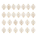 KISSITTY Flat Round with Alphabet Connector Charms Alloy Enamel Letter Links Connectors for DIY Bracelet Earring Jewelry Making - color: White