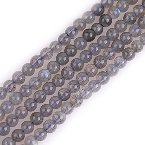 GEM-Inside Labradorite Gemstone Loose Beads AAA Grade Natural 4mm Blue Rainbow Flash Gray Crystal Energy Stone Power Beads for Jewelry Making 15" - color: Aaa Transparent Labradorite, size: 4mm