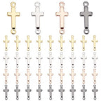 PH PandaHall 40pcs Cross Pendant Links 18K Gold Plated Cross Charms Double Loop Cross Links Brass Center Pendants for Easter Eid Mubarak Ramadan Decoration Prayer Necklace Jewelry Making 13.5x5mm