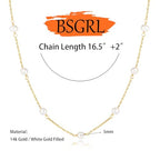 Pearl Necklace for Women- 14K Gold-plated/White Gold-plated Dainty Pearl Necklace for Women - color: Gold pearl station