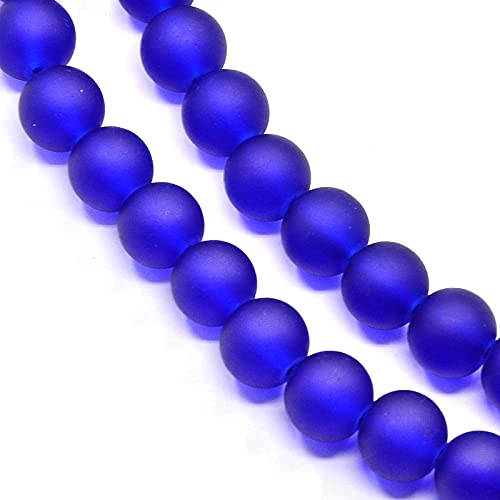 FASHEWELRY 200Pcs Transparent Frosted Glass Bead 4mm Matte Crystal Glass Loose Beads for DIY Jewelry Making (Blue) - color: Blue