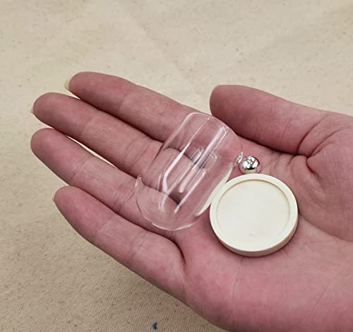 10-Piece Glass Dome Pendant Set with Wooden Base and Hollow Glass Cabochons (Red Coffee, 38x25mm) - size: 38x25mm Red Coffee