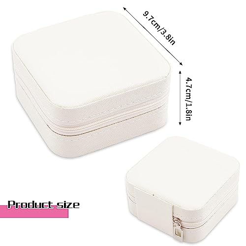 Neveika Portable Travel Mini Jewelry Box Leather Jewellery Ring Organizer Case Storage Gift Box Girls Women (4pcs White). - color: White