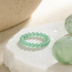 NLIEO Natural Gemstone Stretch Beaded Rings for Women Stackable Dainty Elastic Crystal Rings Jewelry - style: Green Aventurine