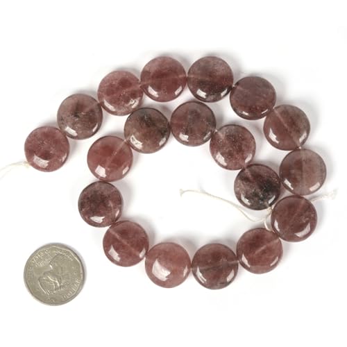 Natural Strawberry Quartz 20mm Coin Disc Loose Beads 16 Inch for DIY Jewelry Making Beads - color: Strawberry Quartz